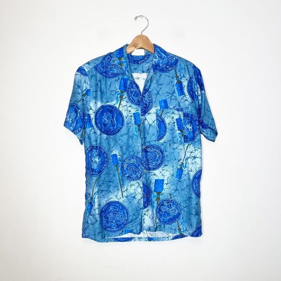 Vintage M Medium Go Barefoot in Paradise Hawaiian Shirt King Of Hawaii Kalakaua - Picture 2 of 16